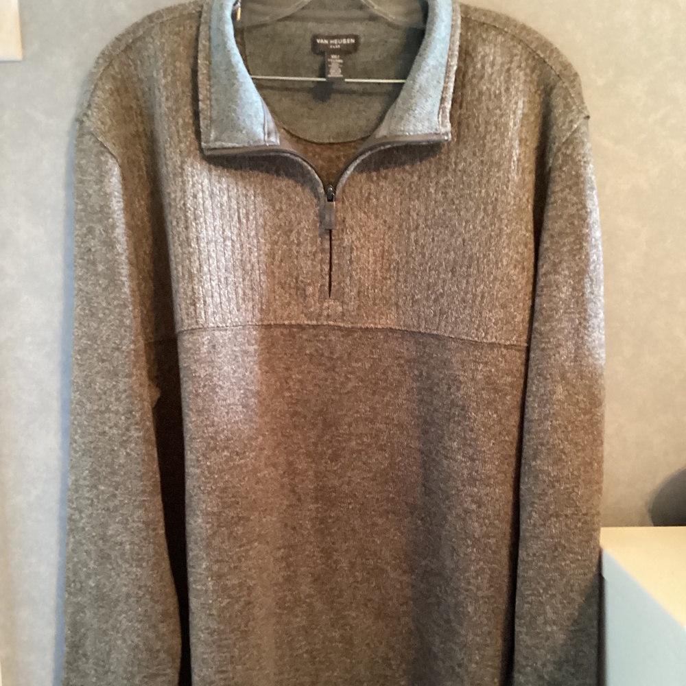 Men’s XXL Van Huesen pullover zip sweater Beige Brown